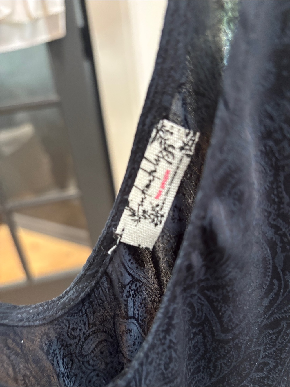 Free People Black Paisley Tank Top with Subtle Sheen